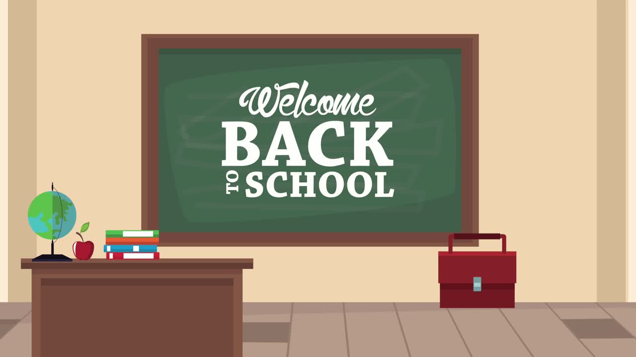 back to school animation with lettering in chalkboard