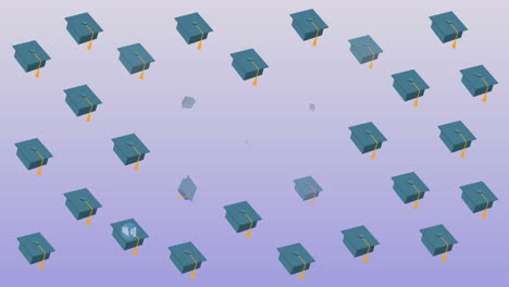 animación de textos escolares y iconos de artículos escolares sobre fondo azul