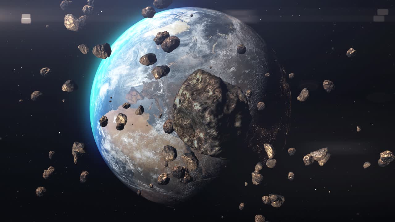 la tierra bajo el impacto de un asteroide