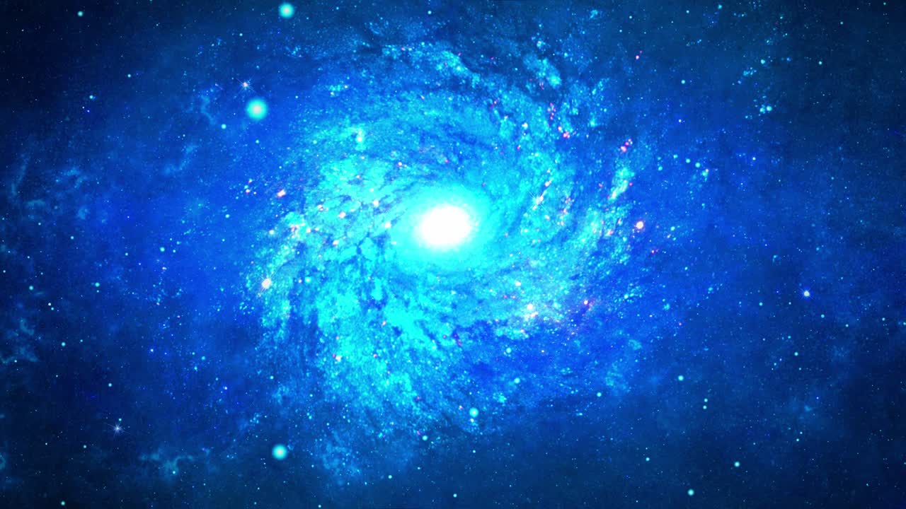 Galaxie Blue Rotation Fluid Constant Flow Cam fluid particles evolving over time.