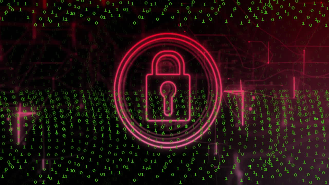 animación del candado en codificación binaria