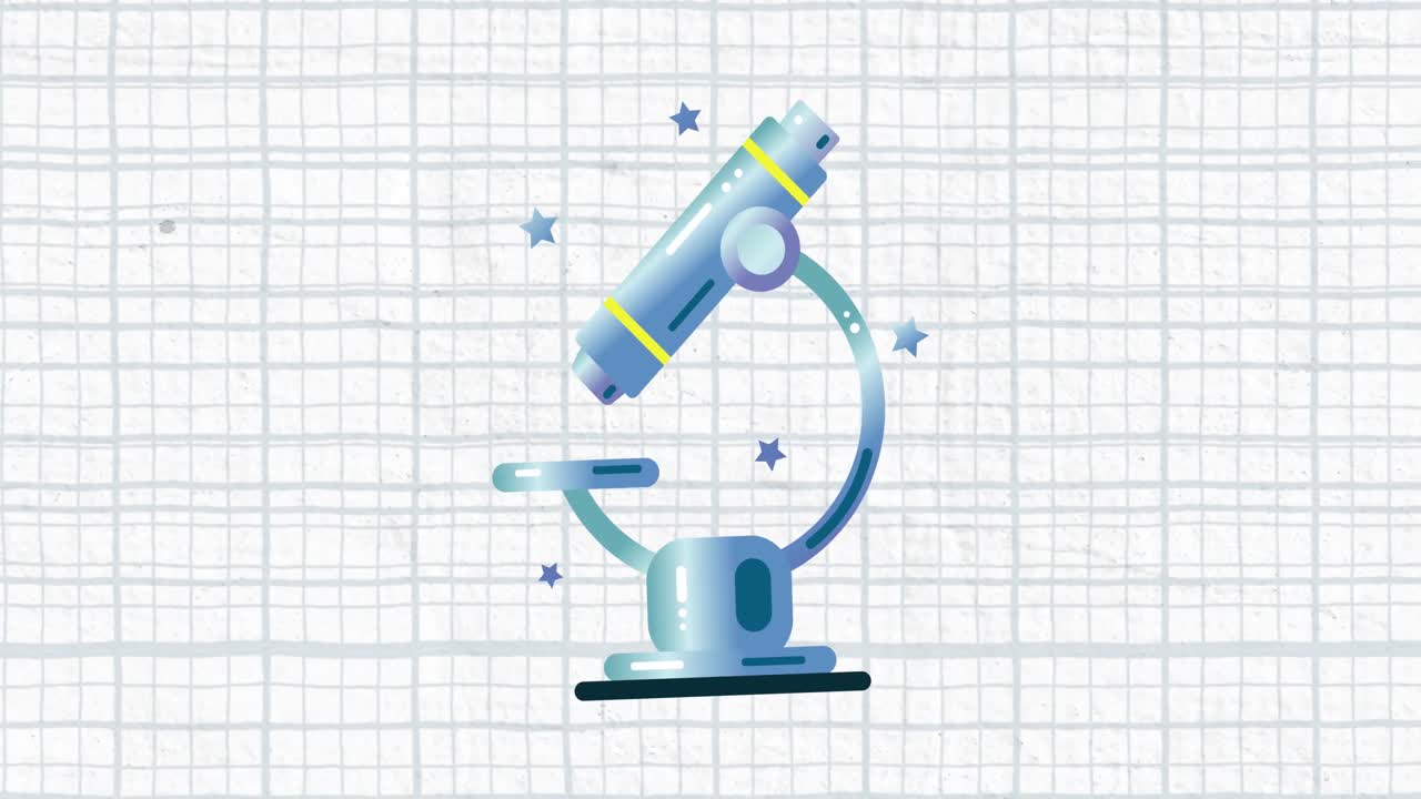 Animation of microscope icon over white background