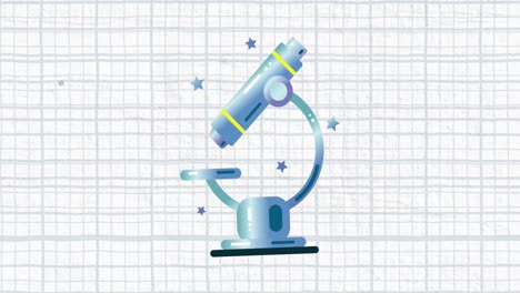 Animation-of-microscope-icon-over-white-background