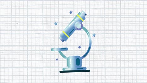 animation of microscope icon over white background