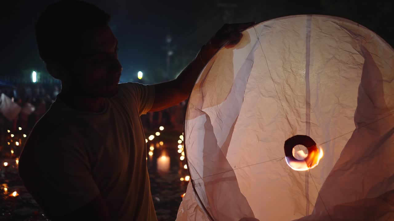 Sky Lantern Festival at Night