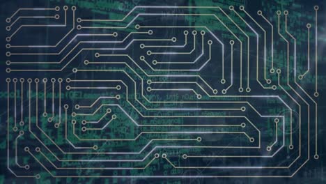 animación del procesamiento de datos a través de una red de conexiones