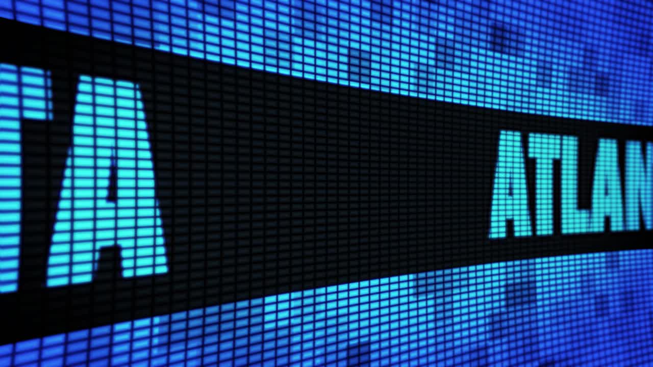 Atlanta displayed on a digital LED screen