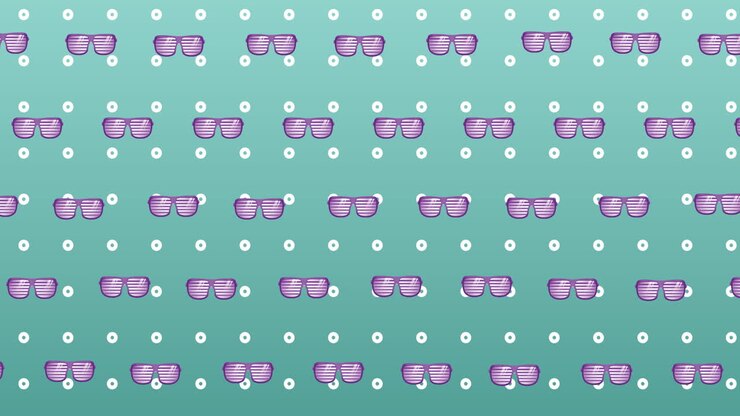 Animation of glasses over mint dotted background