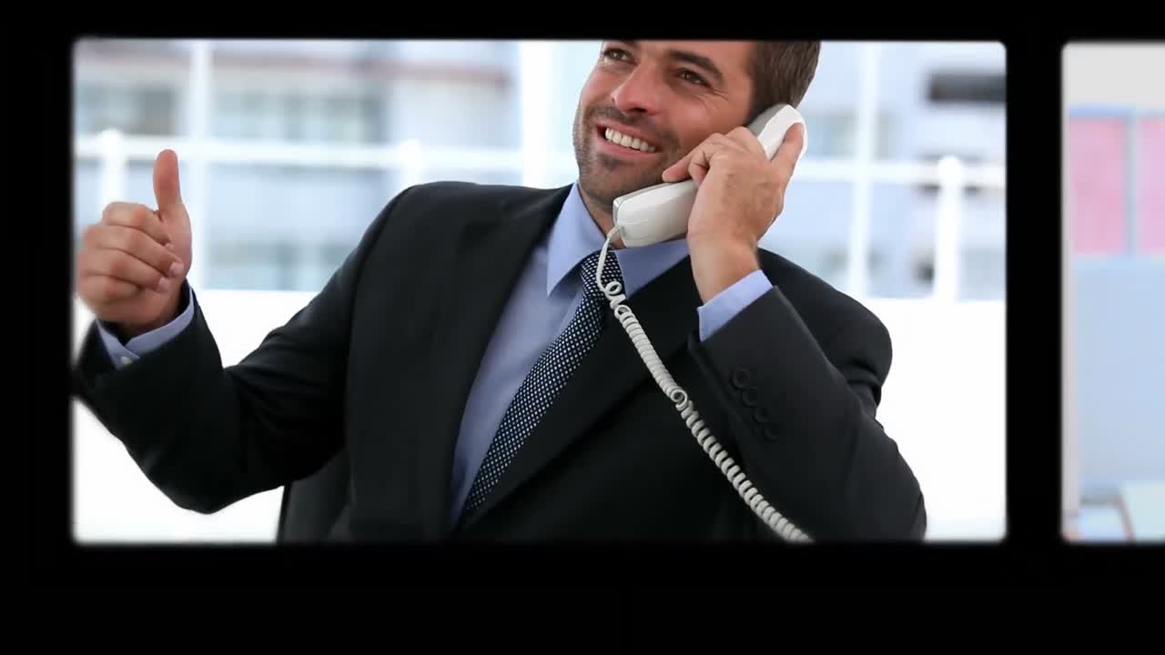 montaje de varias personas hablando por teléfono