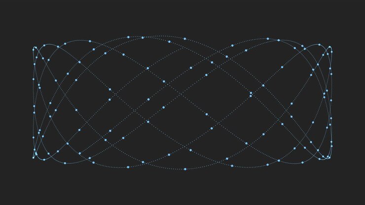 Linee di griglia nere e punti disposti in un motivo intrigante