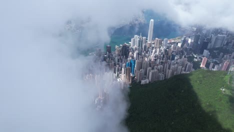 epic beauty view from high west of the peak, looking to the victoria harbour of hong kong