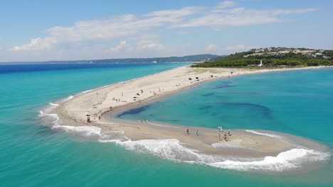 the famous head of the beautiful and wonderful beach of possidi, halkidiki, greece