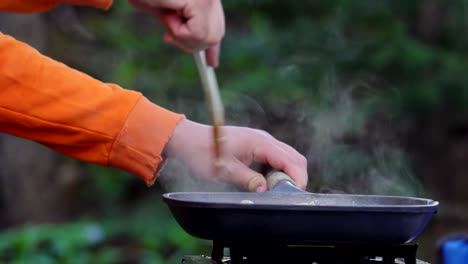 Hähnchenpfanne-Auf-Campingkocher