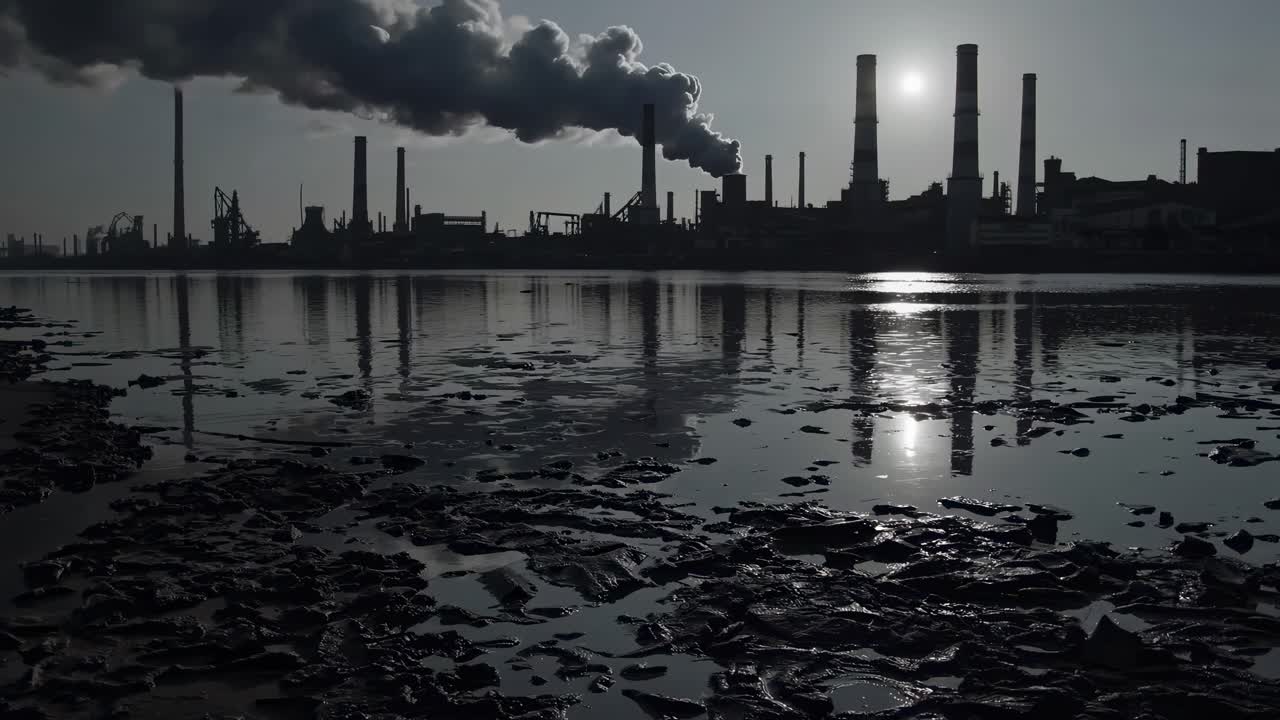 Industrial Pollution at Sunset