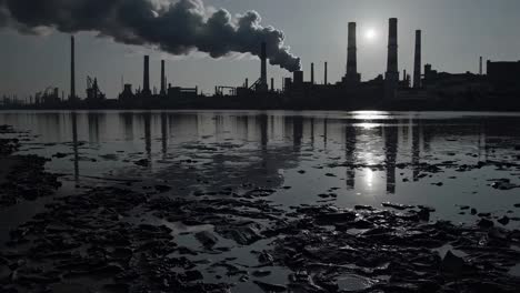 industrial pollution at sunset