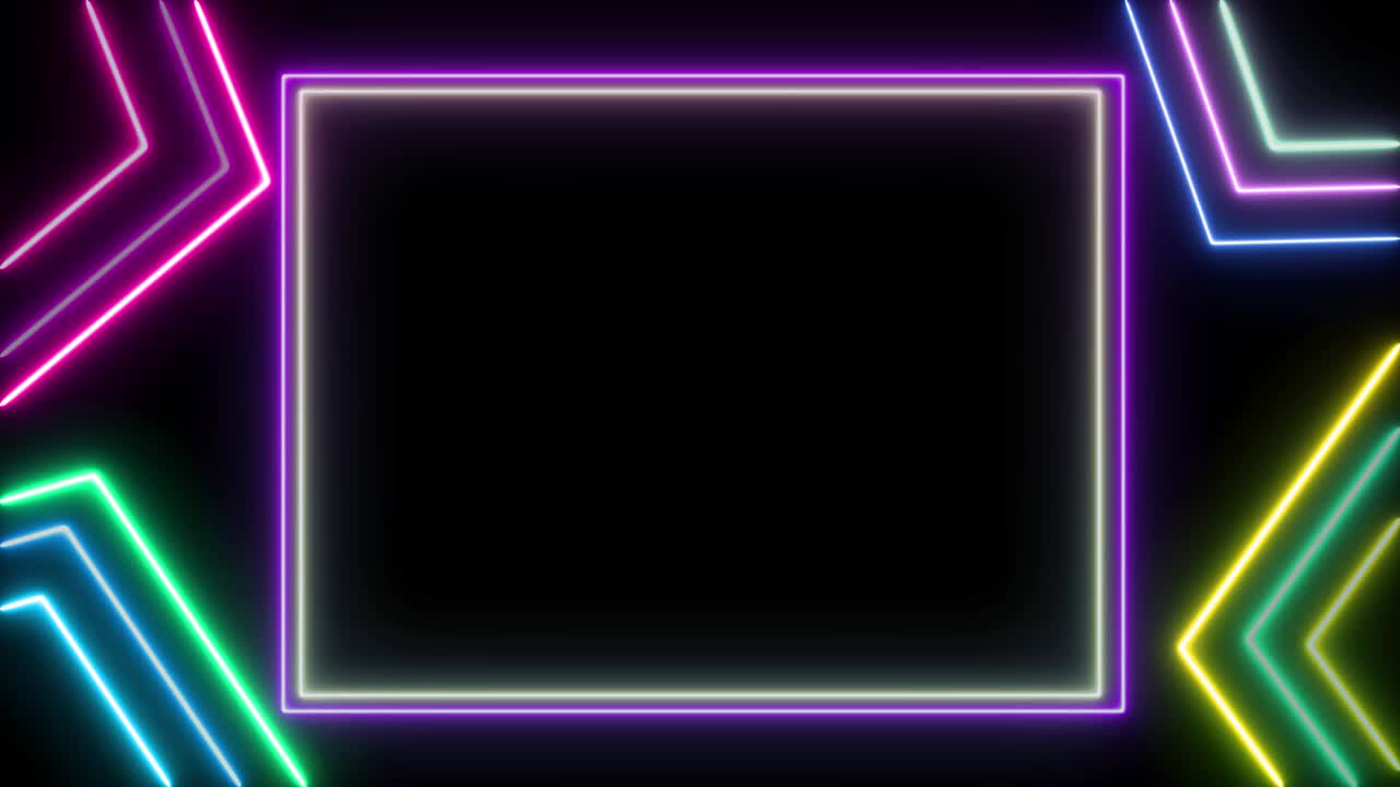 marco de neón de luz abstracta en fondo negro. espectáculo de láser animación en bucle. video 4k
