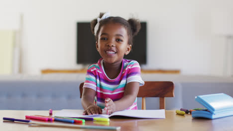 Happy-african-american-girl-having-online-school-at-home