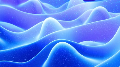 ondas abstractas de material mate azul suave con brillo interno ligero y brillos en la superficie de morphing. superficie geométrica abstracta como el paisaje o el terreno, extrudir o desplazar el ruido 3d. bucle 4k
