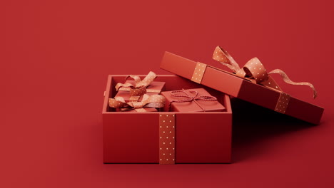 opening red cartoon style gift box, 3d rendering.