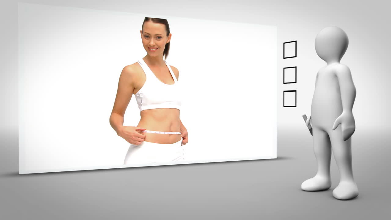 허리를 측정하는 여성의 클립