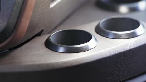 close-up of car cup holders