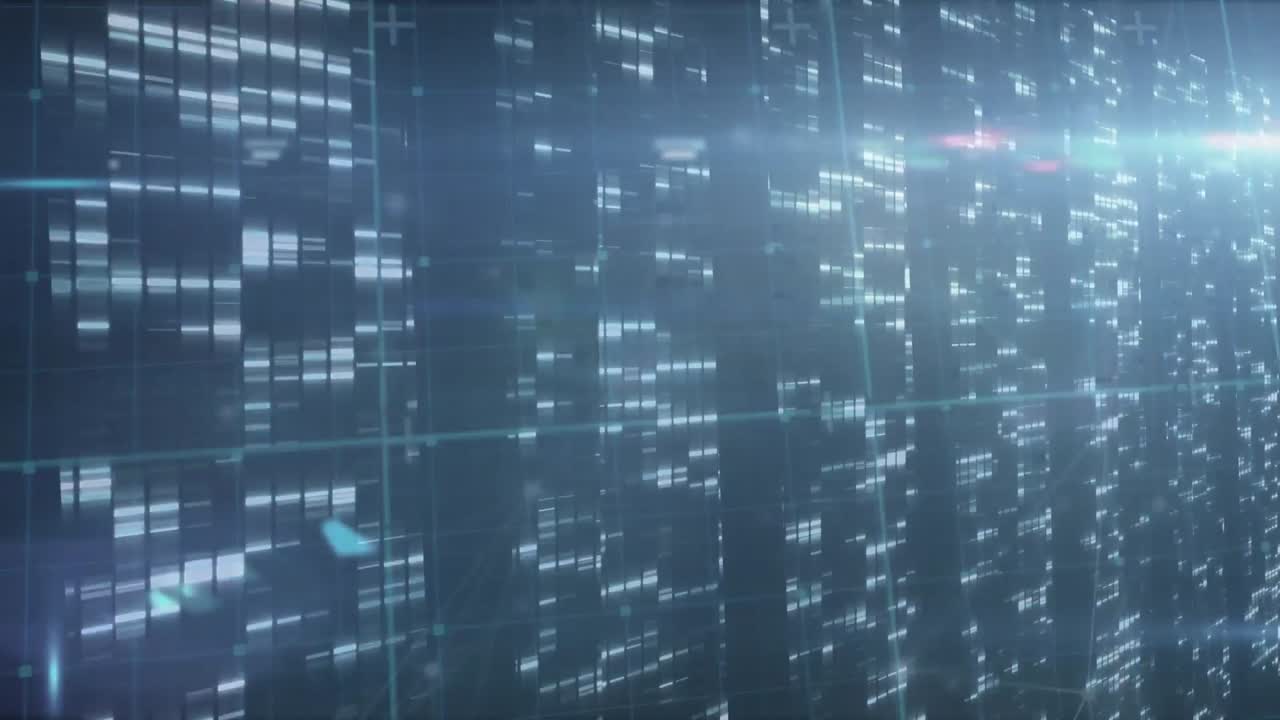 animazione della rete di connessioni su colonne mobili su sfondo nero