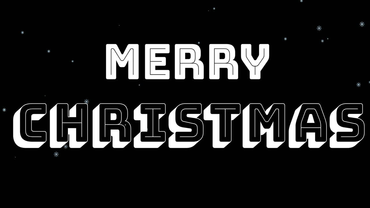 Animation of merry christmas text with snow falling on black background