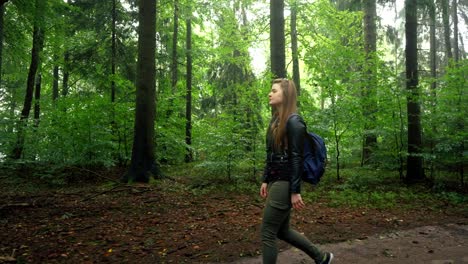 girls walking through the forest exploring the scenic view alone