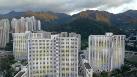 Public-housing-next-to-forests-and-mountains-during-a-cloudy-day-in-China