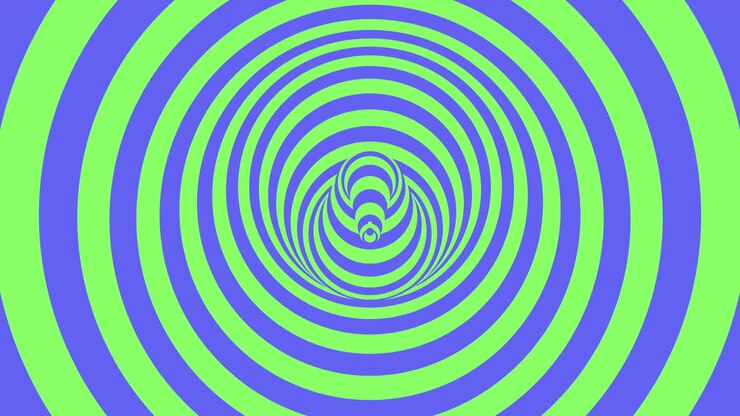 Motivo a spirale rilassante su sfondo blu e verde per siti web e design