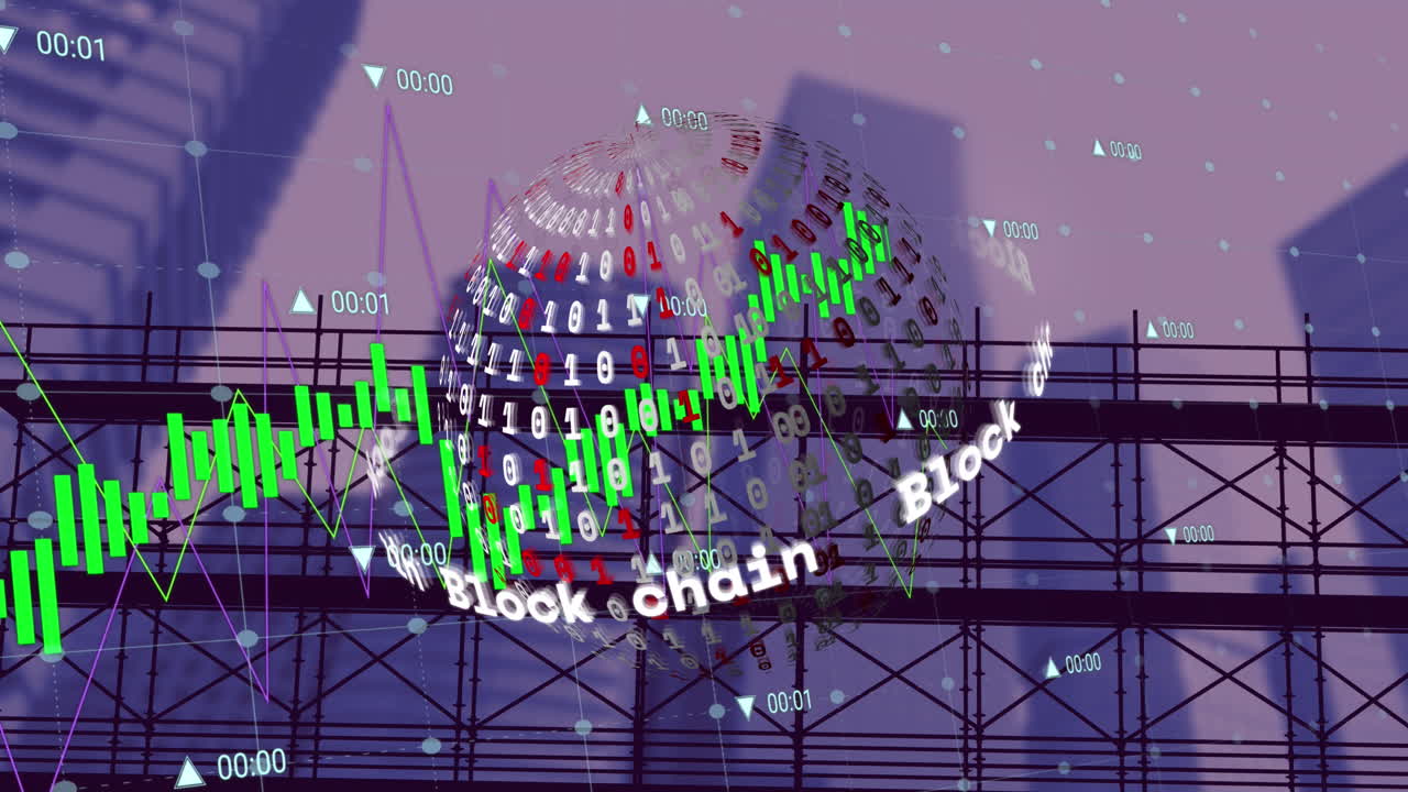 바이너리 코딩으로 전 세계 금융 데이터 처리의 애니메이션