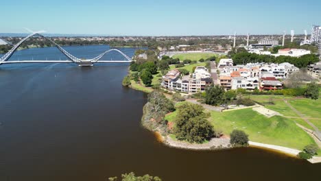 matagarup bridge and swan riverside with western australian cricket stadium on background