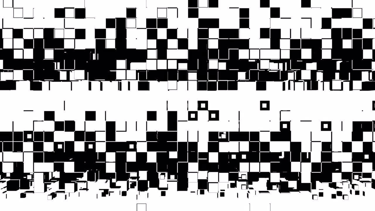 Abstract strips of square mosaic cells, matte mask