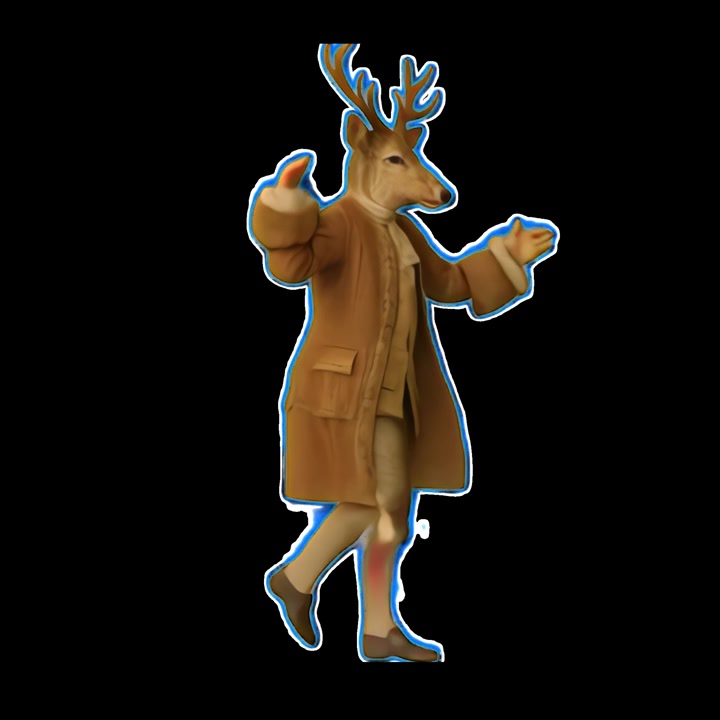 Anthropomorphic Deer Character in 18th Century Clothing Walking