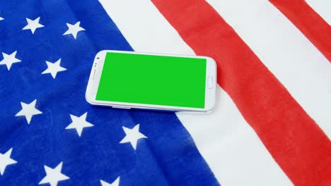 mobile phone on american flag