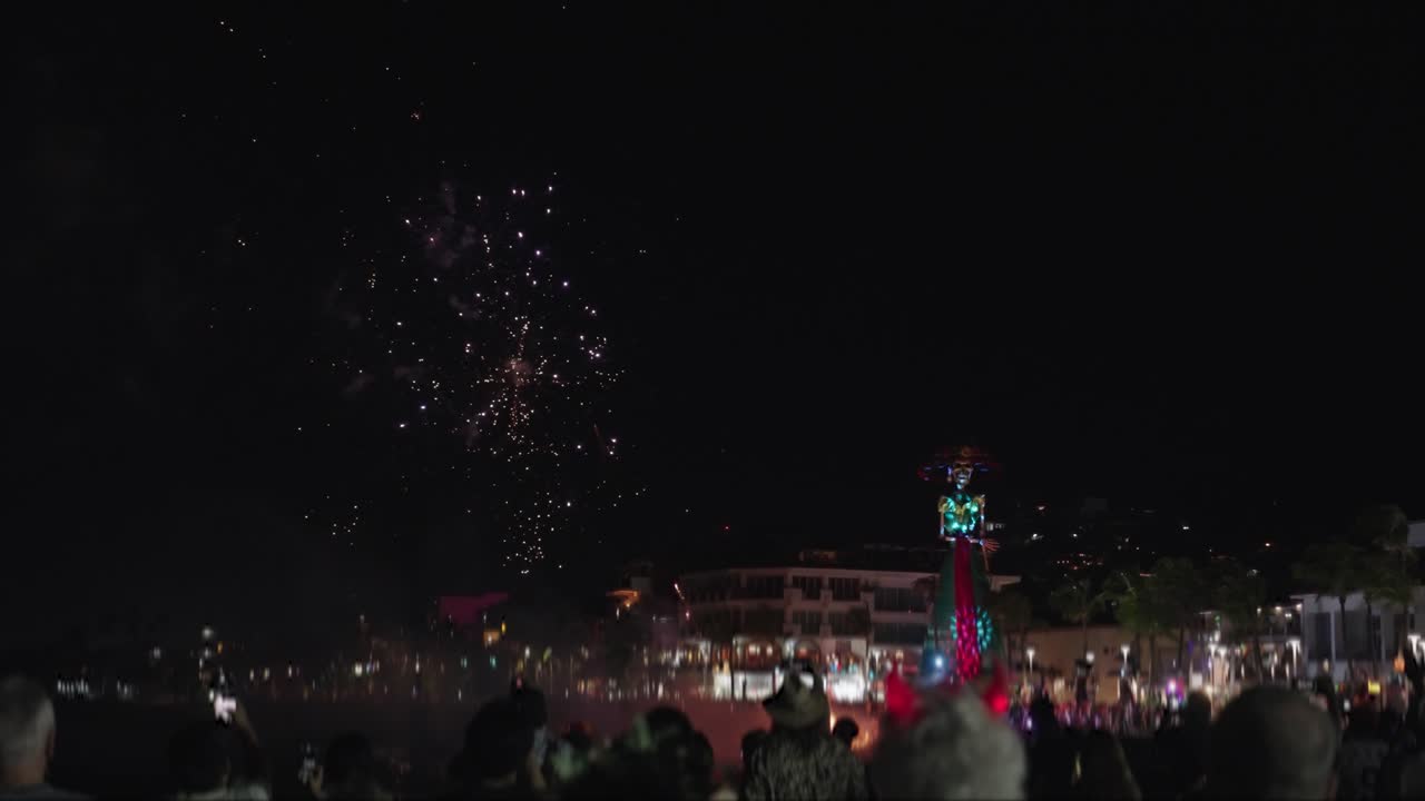 espectáculo de fuegos artificiales por la noche