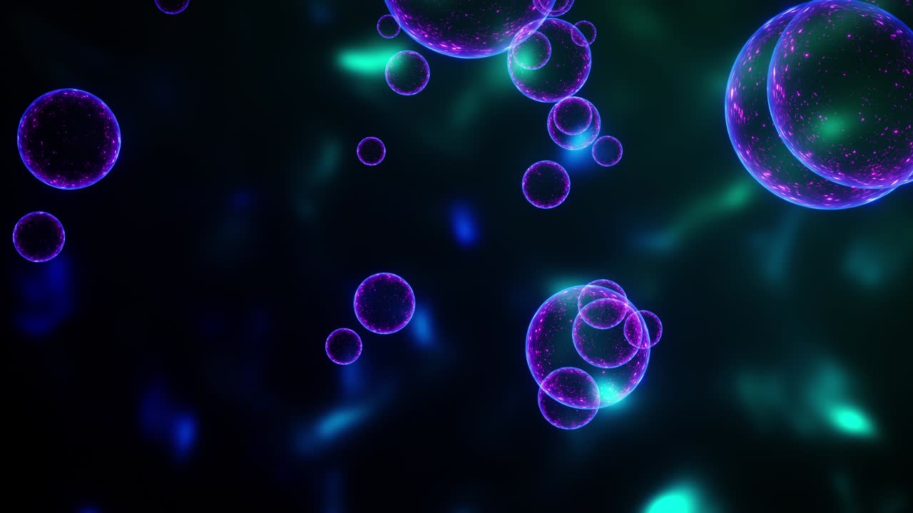 esferas de cristal de energía flotando suavemente en el espacio con partículas de energía vertiendo en ellas. para el registro de conciertos y fiestas, vacaciones. creatividad exitosa