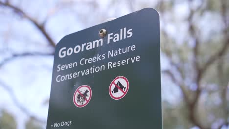 Gooram Falls Seven Creeks Nature Conservation Reserve Victoria Australia Signage