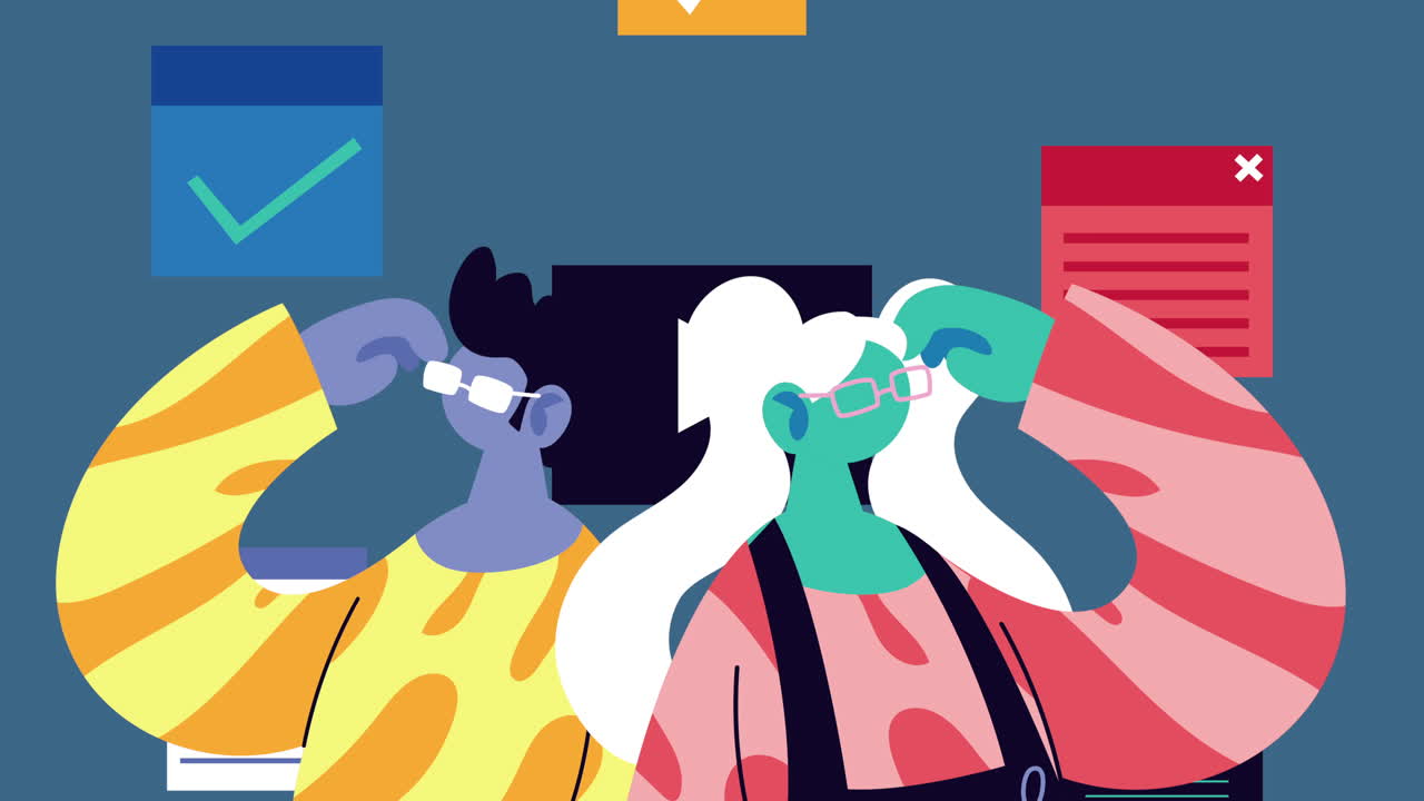 una pareja de modelos jóvenes con gafas.