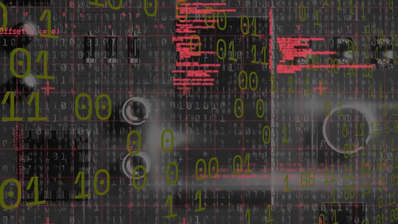 animación del procesamiento de datos sobre una placa de circuito de computadora sobre un fondo negro