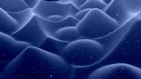 stylish festive black bg. fantastical abstract looped background, waves move on glossy surface like landscape made of liquid blue wax with sparkles. beautiful soft background with smooth animation 4k