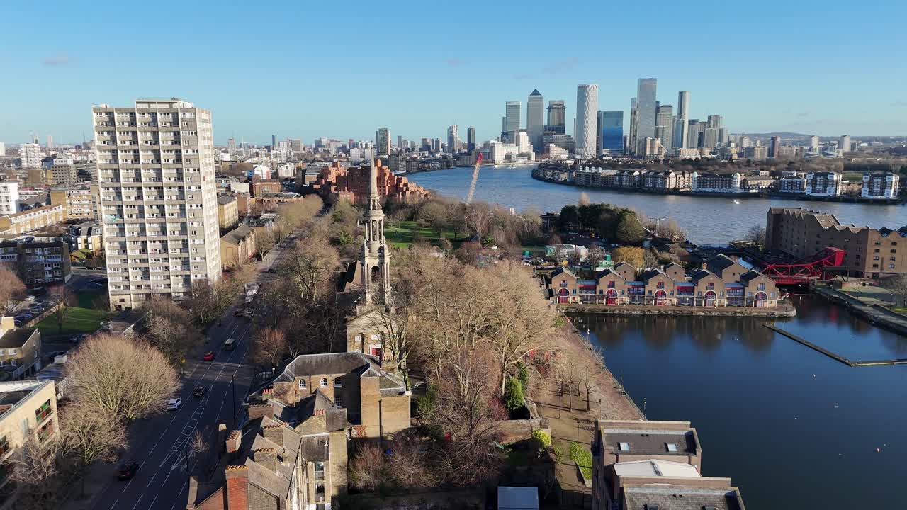 St Paul's, church Shadwell East London UK drone,aerial