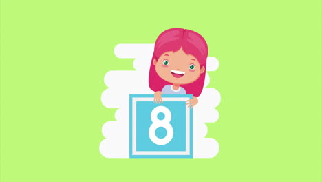 cute little girl with eight block character