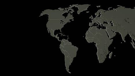 animation of a world map on black background. scrolling from left to right