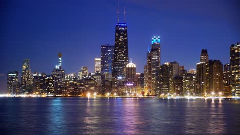 chicago skyline at night time lapse