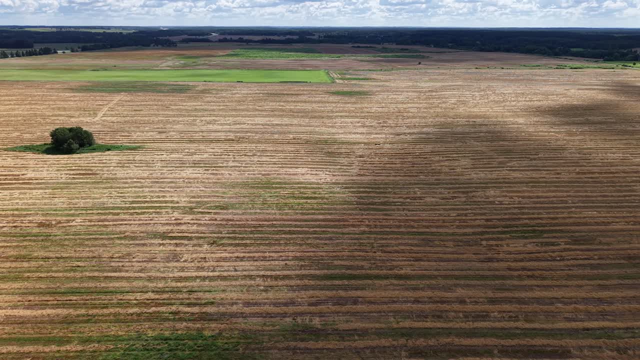 Aerial view of flooded crops outside Vilnius, Lithuania after rain