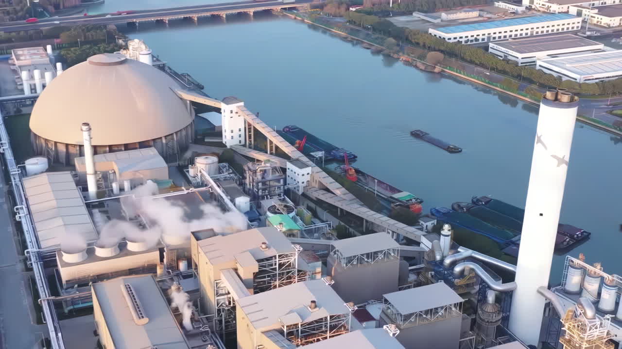 Industrial Factory Smoke stack. Petrochemical plant, Oil and gas refinery. Technological unit for air purification from pollution and environmental protection at an oil and gas enterprise.