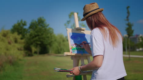 woman painting a landscape