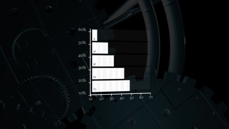 Animation af databehandling over tandhjul på sort baggrund