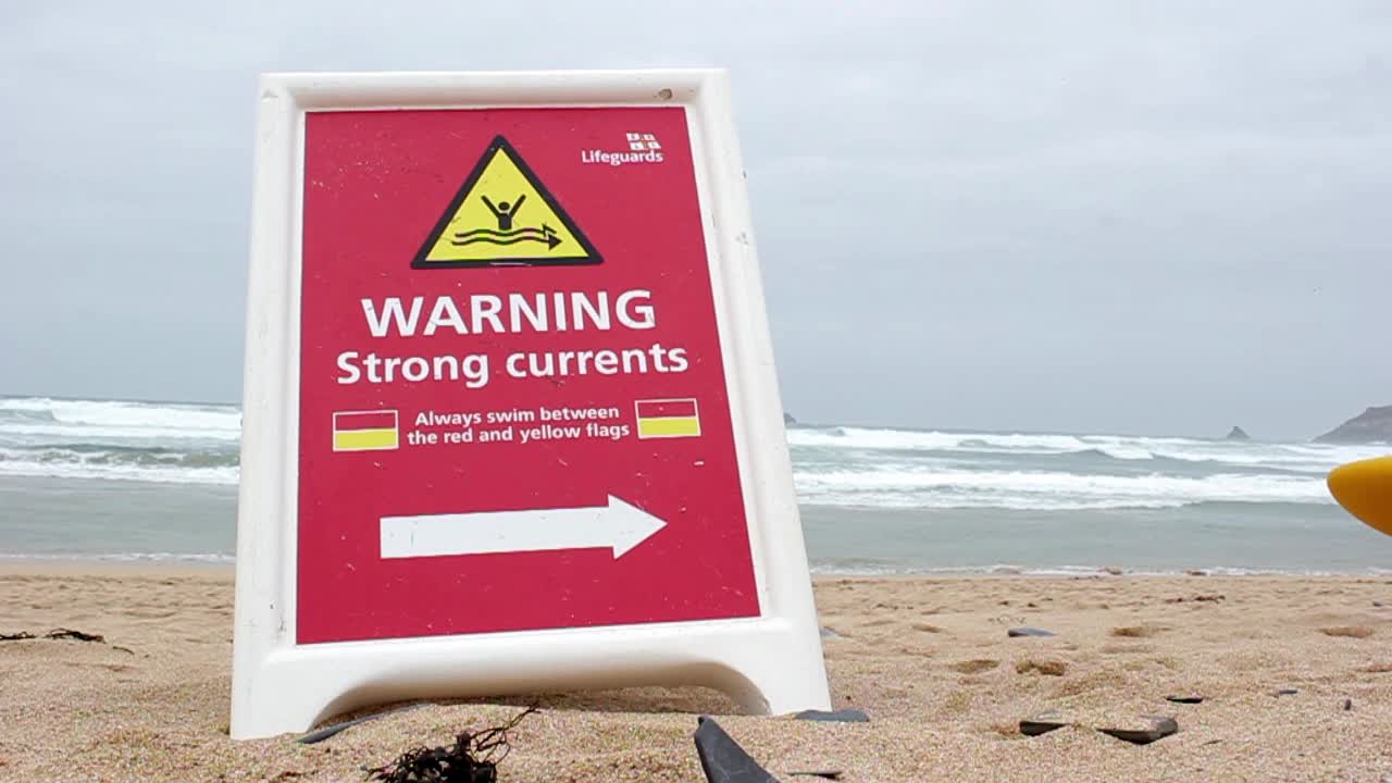 Warning Sign on the Beach